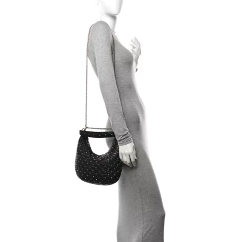 Valentino Garavani Nappa Small Rockstud Spike Hobo Black -FINAL SALE NO RETURNS
