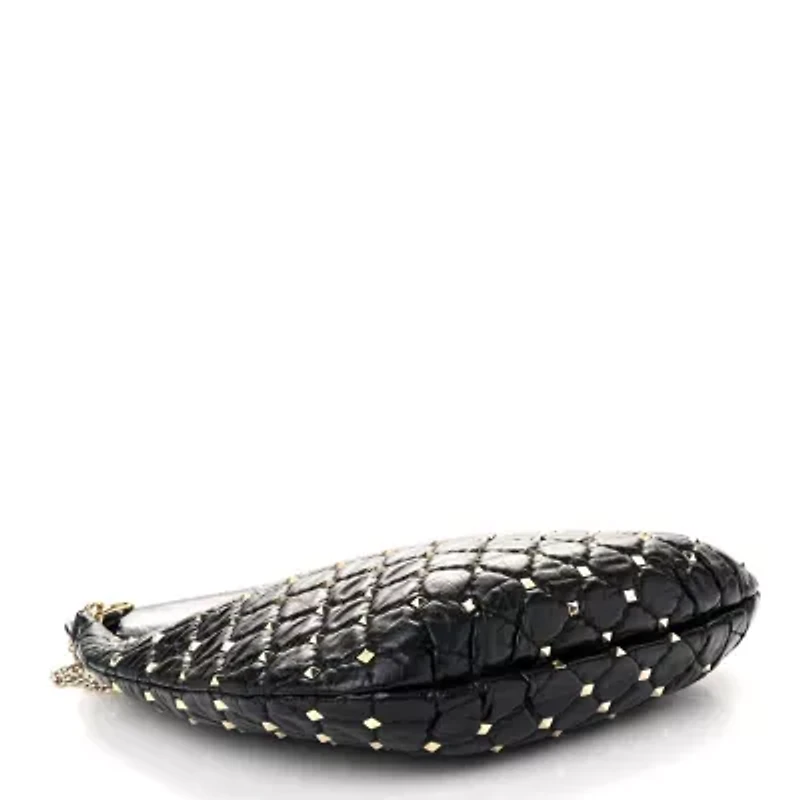 Valentino Garavani Nappa Small Rockstud Spike Hobo Black -FINAL SALE NO RETURNS