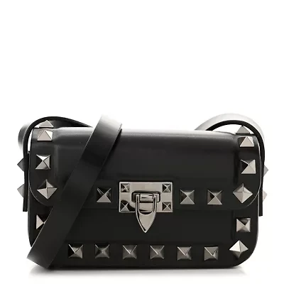 Valentino Garavani Nappa Micro Rockstud23 Spike Shoulder Bag Black -FINAL SALE NO RETURNS