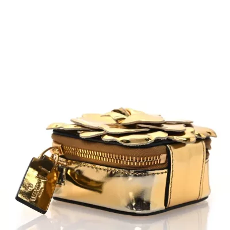 Valentino Garavani Metallic Nappa Atelier 03 Rose Edition Mini Chain Crossbody Antique Brass -FINAL SALE NO RETURNS