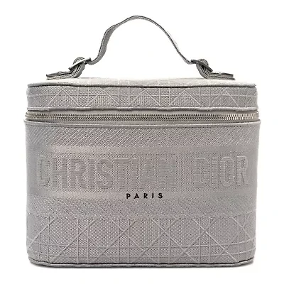 Dior Canvas Embroidered Cannage Diortravel Vanity Case Grey -FINAL SALE NO RETURNS
