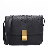 Celine Snakeskin Medium Classic Box Flap Bag Black -FINAL SALE NO RETURNS