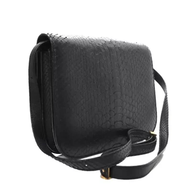 Celine Snakeskin Medium Classic Box Flap Bag Black -FINAL SALE NO RETURNS