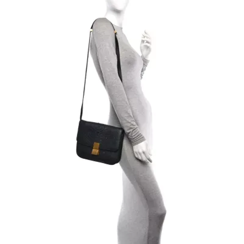 Celine Snakeskin Medium Classic Box Flap Bag Black -FINAL SALE NO RETURNS