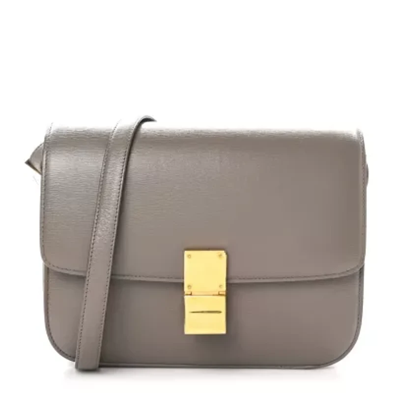 Celine Liege Calfskin Medium Classic Box Flap Bag Souris -FINAL SALE NO RETURNS