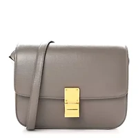 Celine Liege Calfskin Medium Classic Box Flap Bag Souris -FINAL SALE NO RETURNS