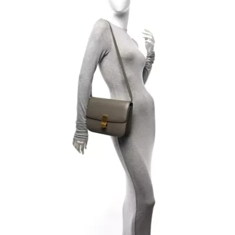 Celine Liege Calfskin Medium Classic Box Flap Bag Souris -FINAL SALE NO RETURNS