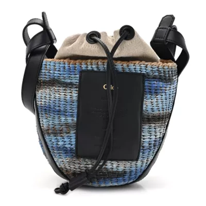 Chloe Paper Calfskin Woven Tie Dye Small Basket Bag Multicolor Blue -FINAL SALE NO RETURNS