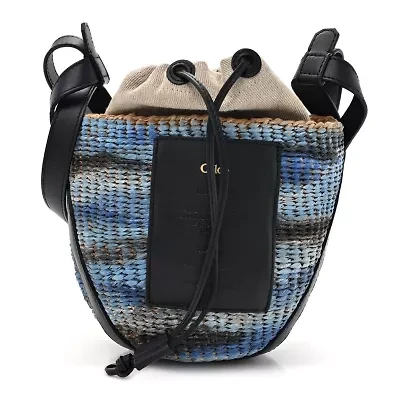 Chloe Paper Calfskin Woven Tie Dye Small Basket Bag Multicolor Blue -FINAL SALE NO RETURNS