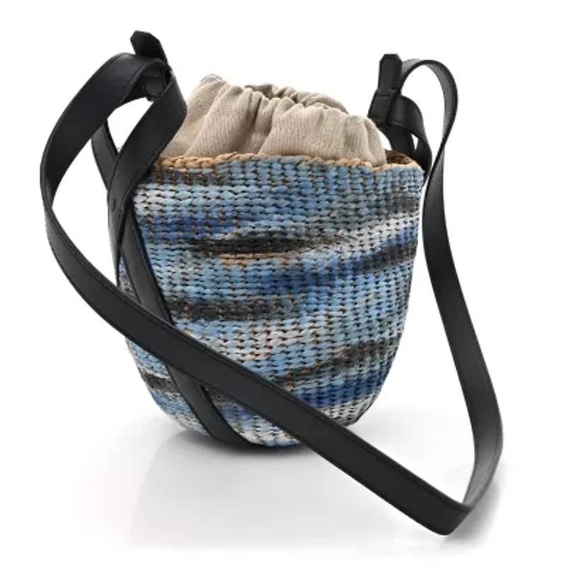 Chloe Paper Calfskin Woven Tie Dye Small Basket Bag Multicolor Blue -FINAL SALE NO RETURNS