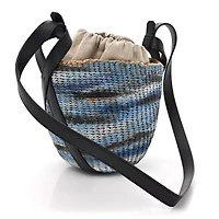 Chloe Paper Calfskin Woven Tie Dye Small Basket Bag Multicolor Blue -FINAL SALE NO RETURNS