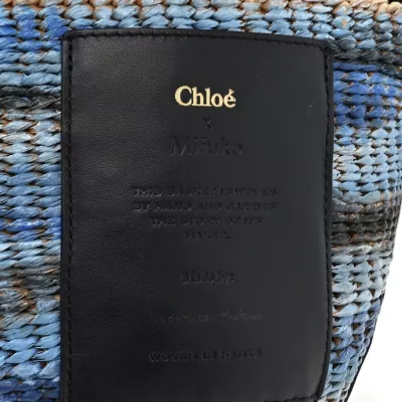 Chloe Paper Calfskin Woven Tie Dye Small Basket Bag Multicolor Blue -FINAL SALE NO RETURNS