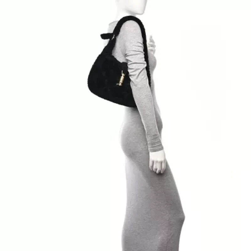 Gucci Shearling Small Jackie 1961 Shoulder Bag Black -FINAL SALE NO RETURNS