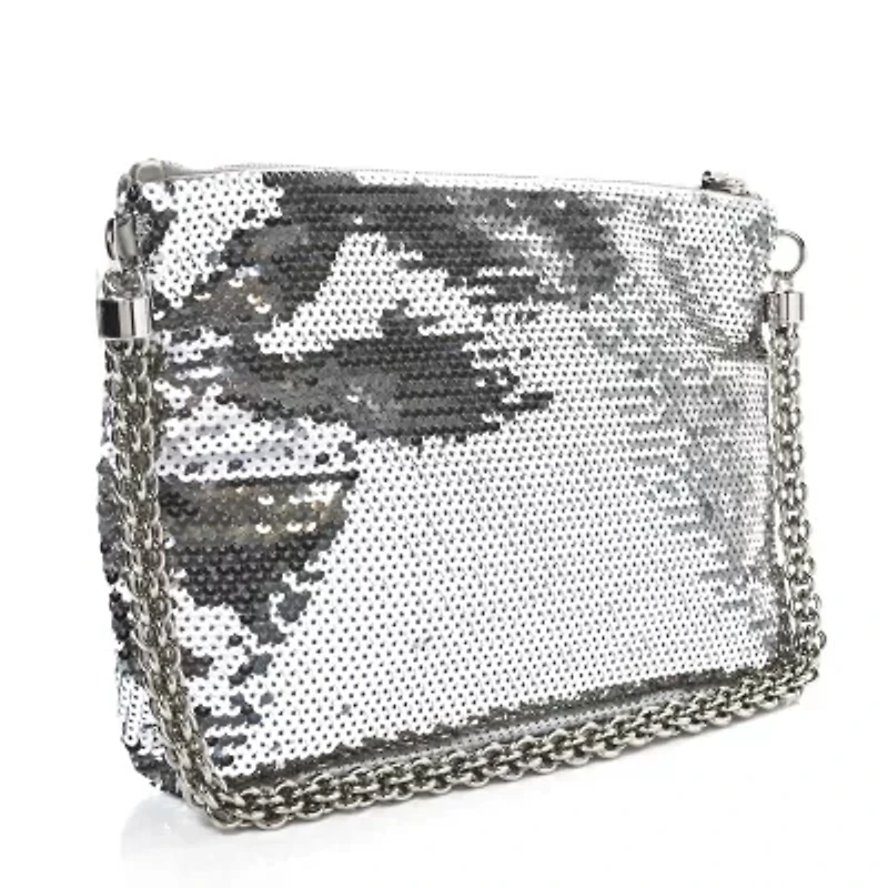 Jimmy Choo Sequin Callie Shoulder Bag Silver Black -FINAL SALE NO RETURNS