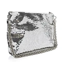 Jimmy Choo Sequin Callie Shoulder Bag Silver Black -FINAL SALE NO RETURNS