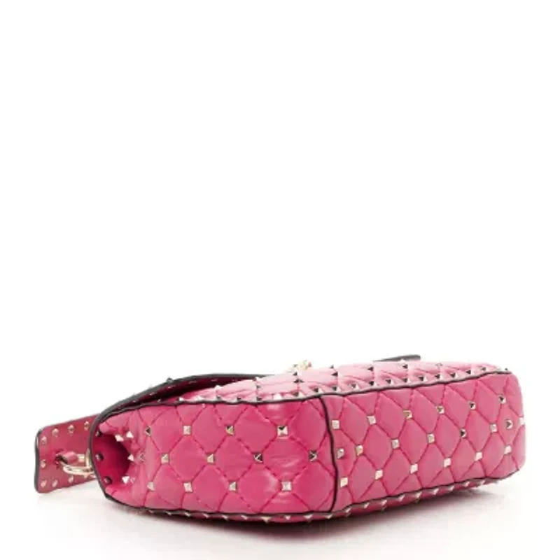 Valentino Nappa Medium Rockstud Spike Shoulder Bag Deep Cyclamin -FINAL SALE NO RETURNS