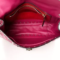 Valentino Nappa Medium Rockstud Spike Shoulder Bag Deep Cyclamin -FINAL SALE NO RETURNS