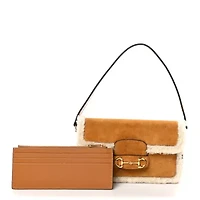 Gucci Suede Shearling Horsebit Mini 1955 Shoulder Bag Honey Beige Milk -FINAL SALE NO RETURNS