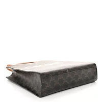 Celine Triomphe Canvas Calfskin Small Vertical Cabas Tan -FINAL SALE NO RETURNS