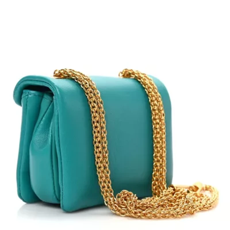 Valentino Nappa Micro One Stud Chain Bag Ultra Marine Green -FINAL SALE NO RETURNS