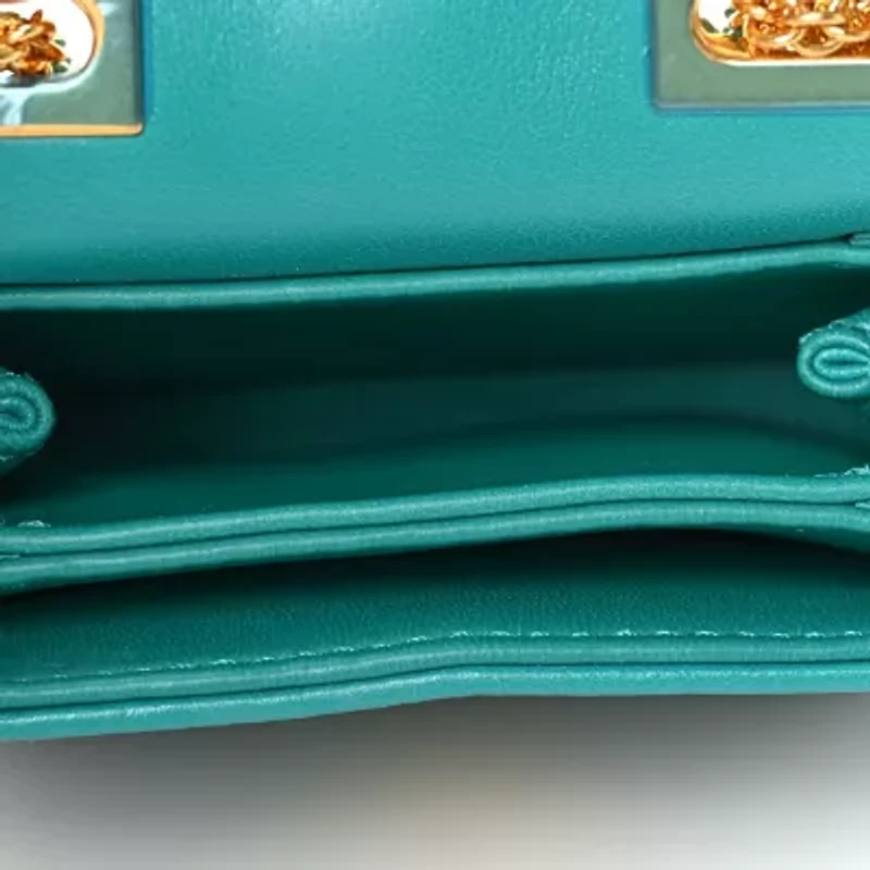 Valentino Nappa Micro One Stud Chain Bag Ultra Marine Green -FINAL SALE NO RETURNS