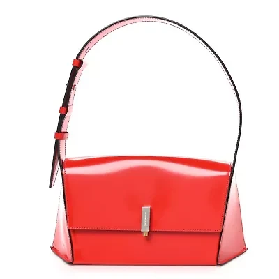 Salvatore Ferragamo Brushed Calfskin Medium Geometric Prisma Shoulder Bag Flame Red -FINAL SALE NO RETURNS