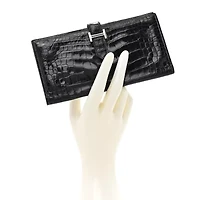 Hermes Shiny Alligator Bearn Wallet Black -FINAL SALE NO RETURNS