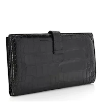 Hermes Shiny Alligator Bearn Wallet Black -FINAL SALE NO RETURNS
