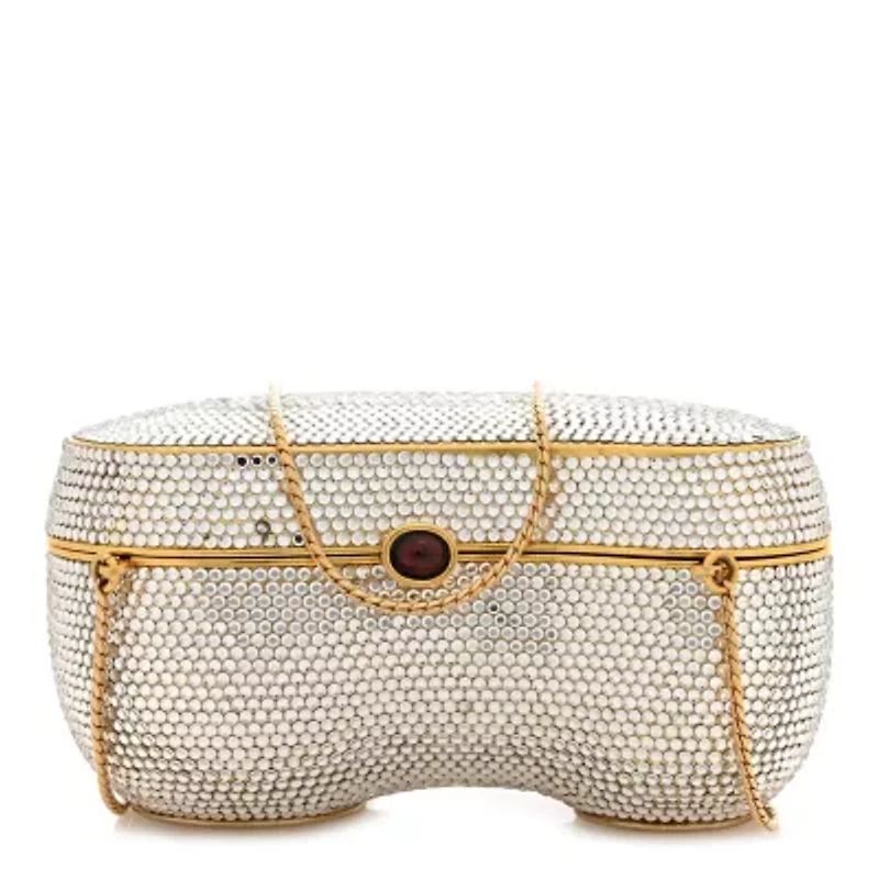 Judith Leiber Crystal Kidney Bean Minaudiere Clutch Gold -FINAL SALE NO RETURNS
