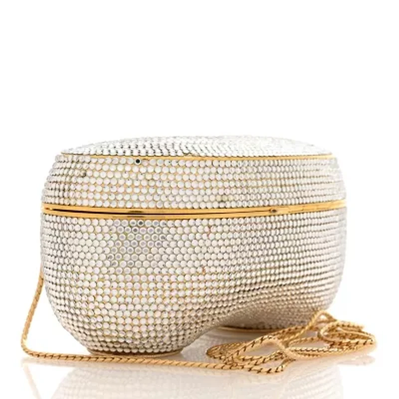 Judith Leiber Crystal Kidney Bean Minaudiere Clutch Gold -FINAL SALE NO RETURNS