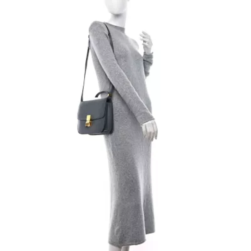 Celine Liege Calfskin Medium Classic Box Flap Bag Grey -FINAL SALE NO RETURNS