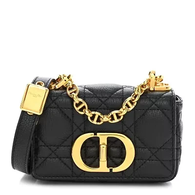 Dior Supple Calfskin Cannage Micro Caro Bag Black -FINAL SALE NO RETURNS