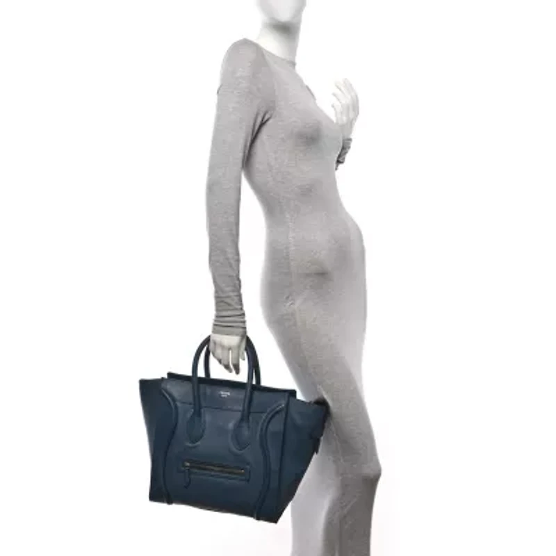 Celine Drummed Calfskin Mini Luggage Orage -FINAL SALE NO RETURNS