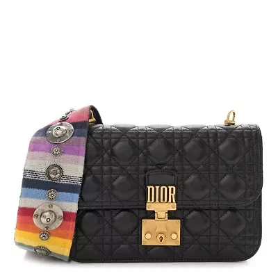 Dior Lambskin Cannage Large Dioraddict Flap J‚ÄôAdior Strap Black -FINAL SALE NO RETURNS