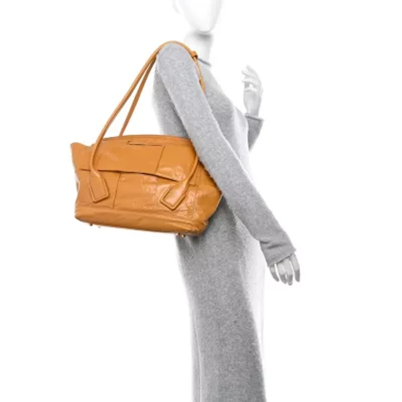 Bottega Veneta Paper Calfskin Maxi Intrecciato Medium Arco Slouch Yellow -FINAL SALE NO RETURNS
