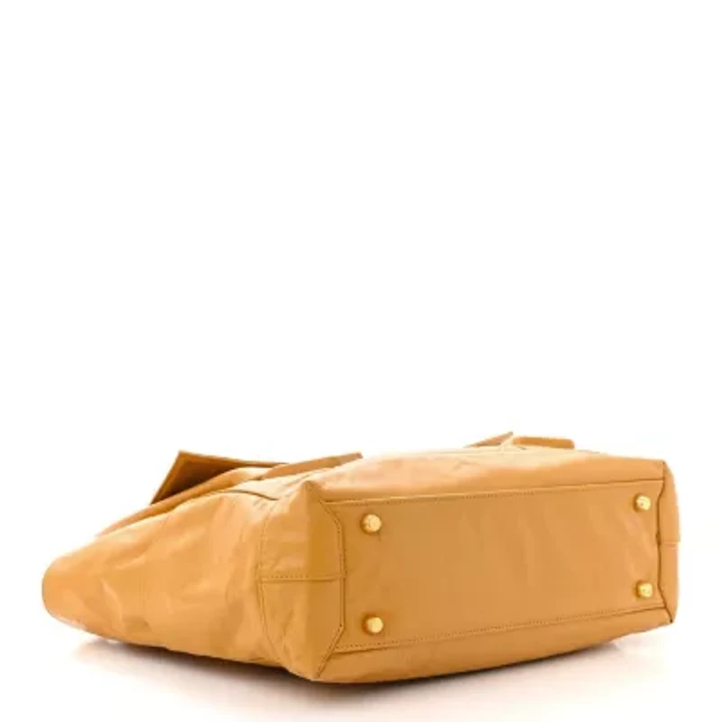 Bottega Veneta Paper Calfskin Maxi Intrecciato Medium Arco Slouch Yellow -FINAL SALE NO RETURNS