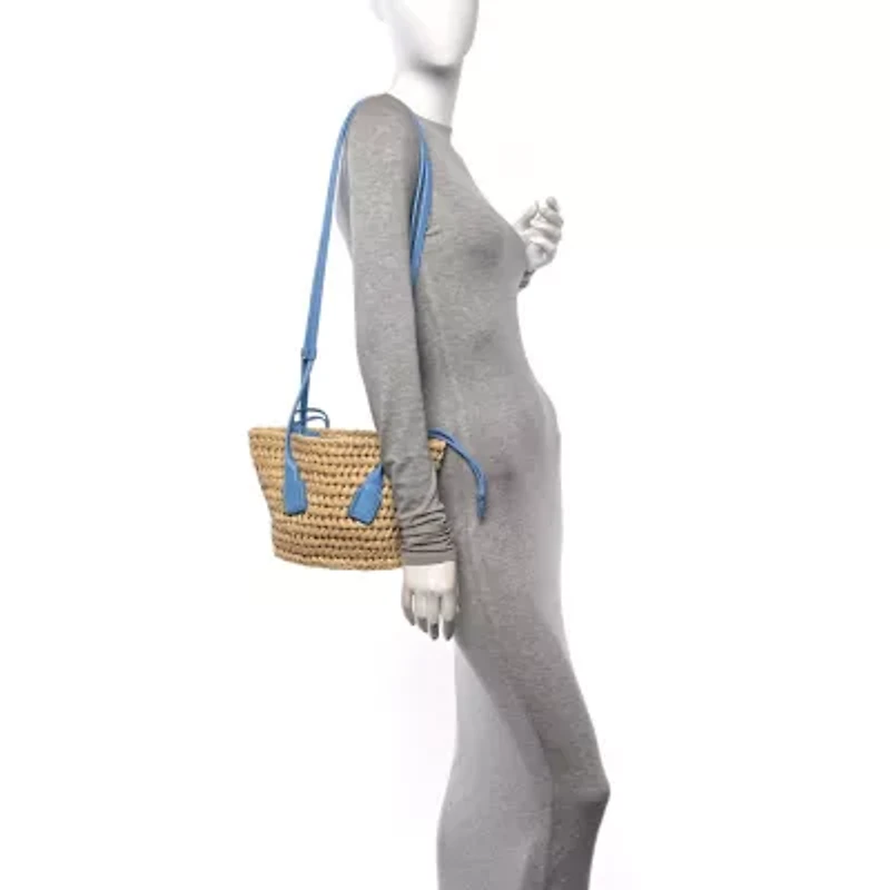 Bottega Veneta Raffia Calfskin Small Arco Basket Windswept -FINAL SALE NO RETURNS