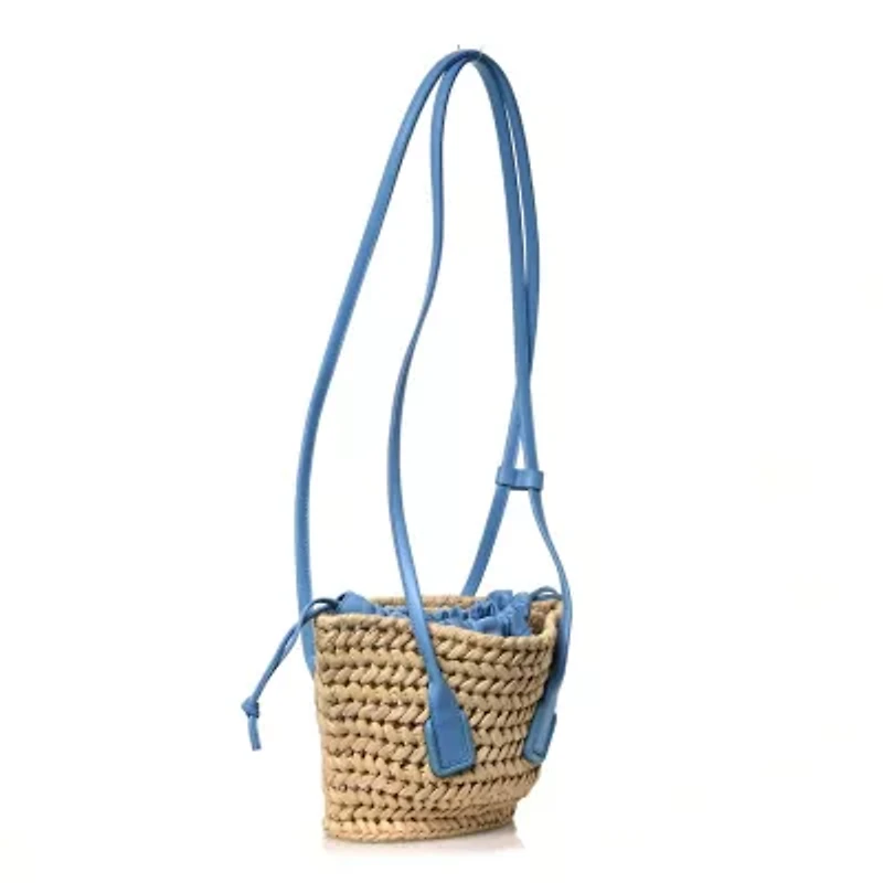 Bottega Veneta Raffia Calfskin Small Arco Basket Windswept -FINAL SALE NO RETURNS