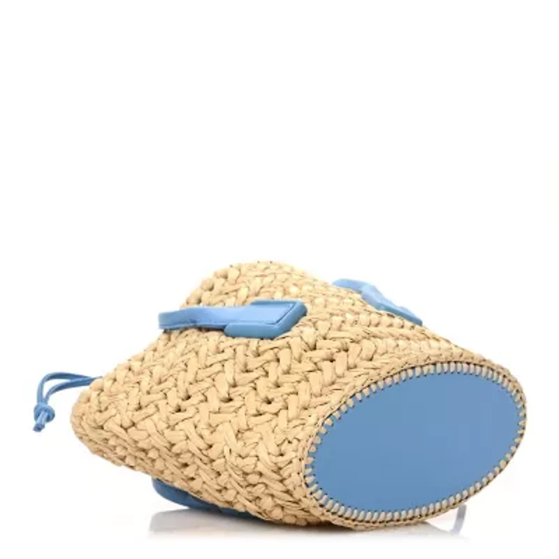 Bottega Veneta Raffia Calfskin Small Arco Basket Windswept -FINAL SALE NO RETURNS