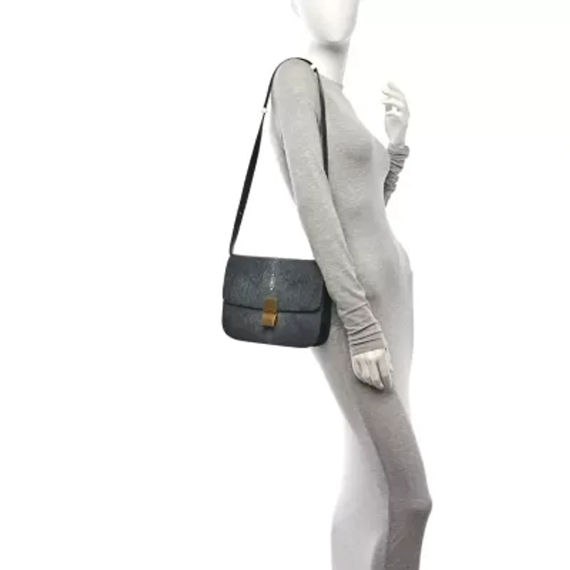 Celine Stingray Medium Classic Box Flap Bag Navy -FINAL SALE NO RETURNS