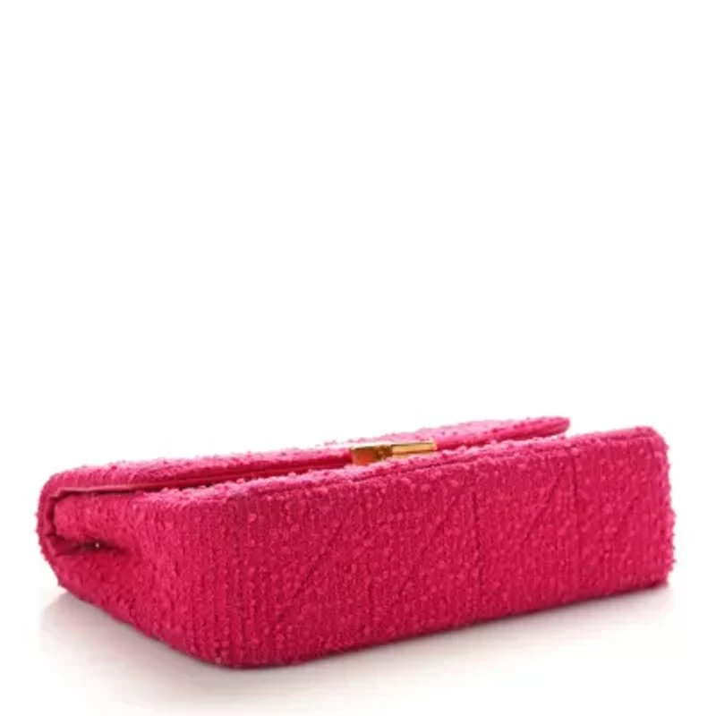Saint Laurent Boucle Tweed Patchwork Monogram Medium Jamie Baguette Magenta -FINAL SALE NO RETURNS