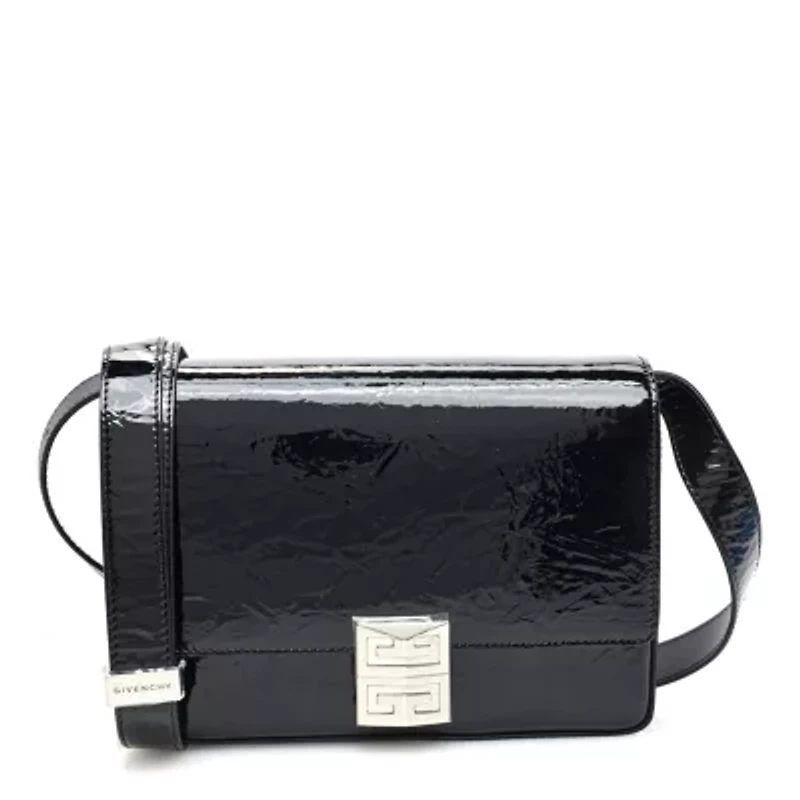 Givenchy Patent Textured Goatskin Medium 4G Shoulder Bag Black -FINAL SALE NO RETURNS