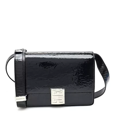 Givenchy Patent Textured Goatskin Medium 4G Shoulder Bag Black -FINAL SALE NO RETURNS