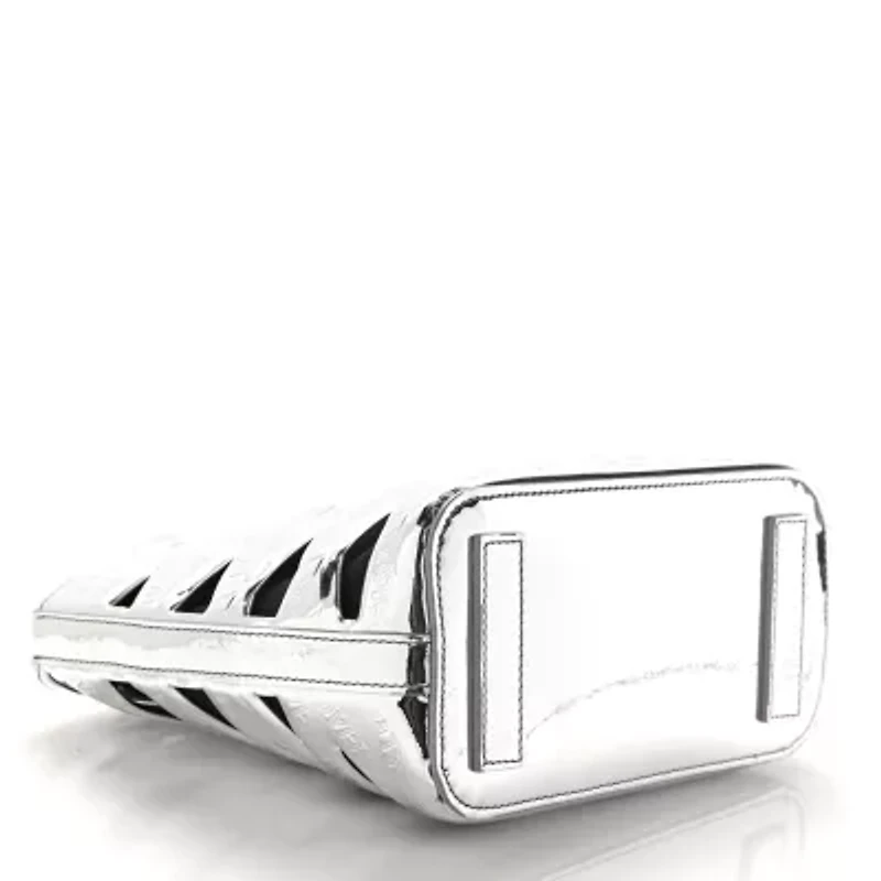 Balenciaga Metallic Calfskin Small Neo Basket Tote Silver -FINAL SALE NO RETURNS