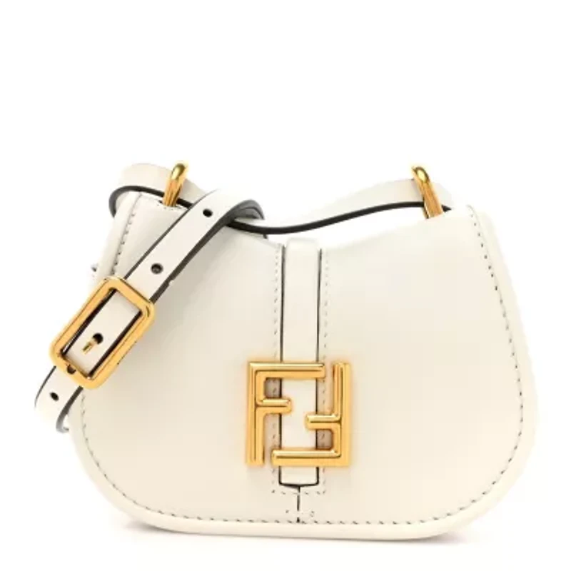 Fendi Vitello Brenta Cher Mini Fendi C'mon White Ice -FINAL SALE NO RETURNS