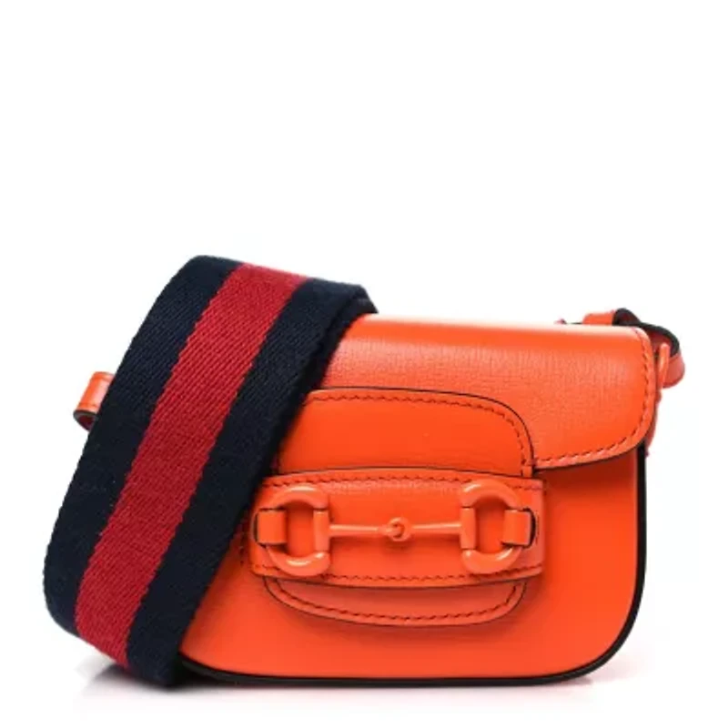 Gucci Azalea Calfskin Web Monochrome Horsebit 1955 Wallet On Strap Orange -FINAL SALE NO RETURNS