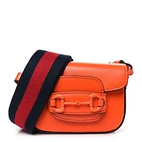Gucci Azalea Calfskin Web Monochrome Horsebit 1955 Wallet On Strap Orange -FINAL SALE NO RETURNS