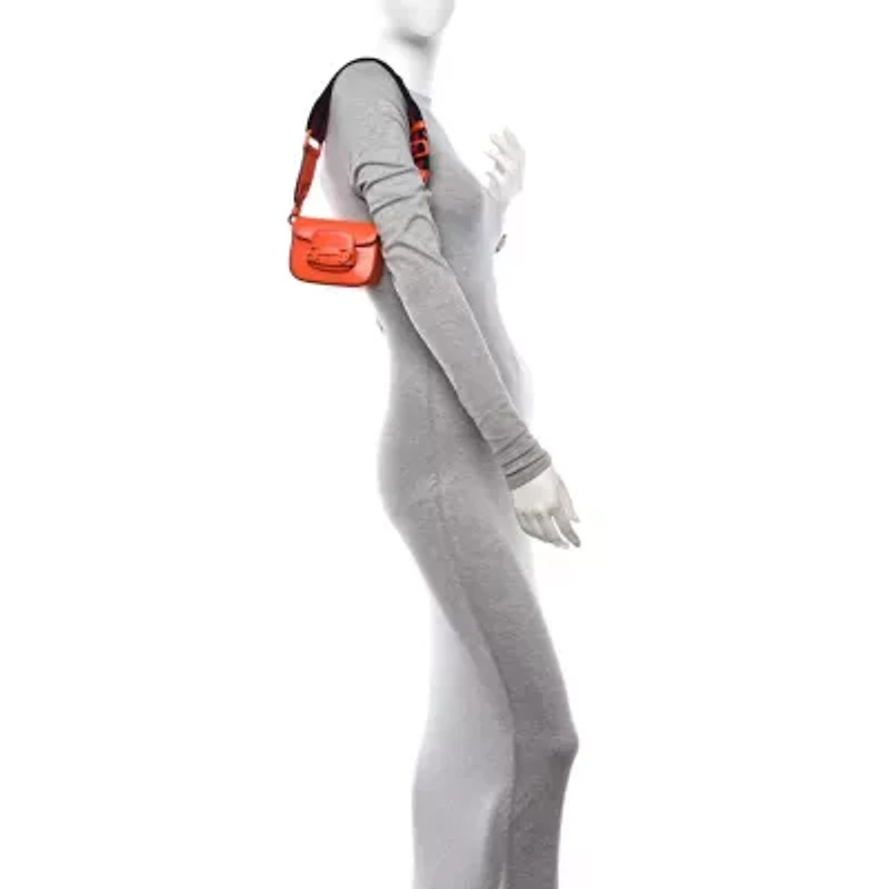 Gucci Azalea Calfskin Web Monochrome Horsebit 1955 Wallet On Strap Orange -FINAL SALE NO RETURNS