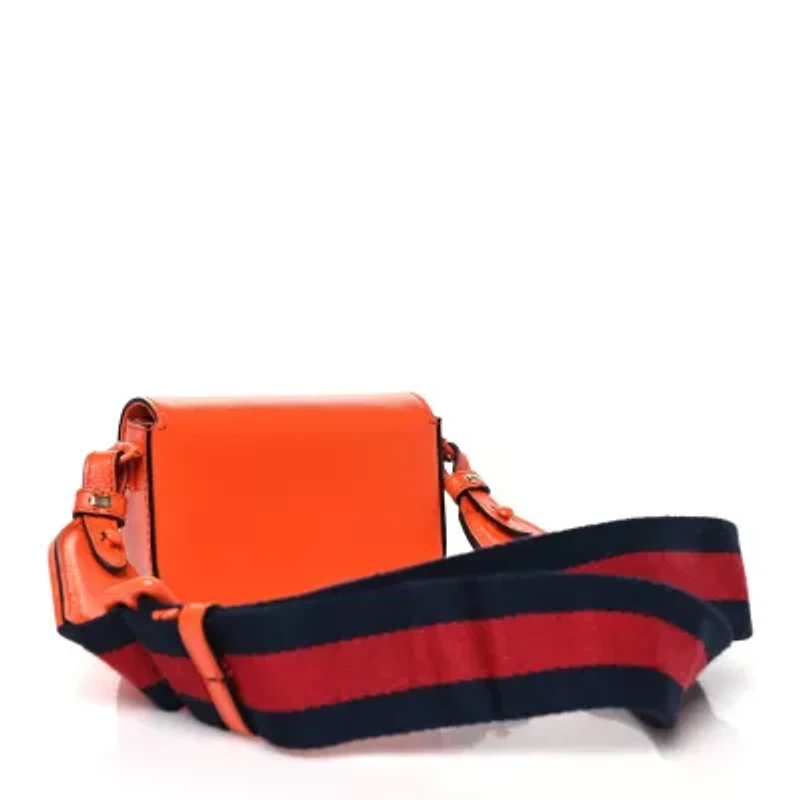 Gucci Azalea Calfskin Web Monochrome Horsebit 1955 Wallet On Strap Orange -FINAL SALE NO RETURNS