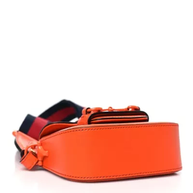 Gucci Azalea Calfskin Web Monochrome Horsebit 1955 Wallet On Strap Orange -FINAL SALE NO RETURNS